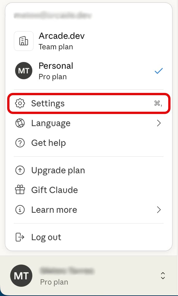 Step 1: Click on the settings icon on Claude Desktop